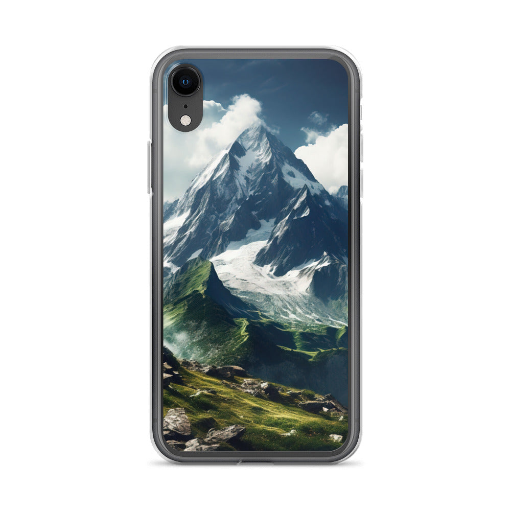 Gigantischer Berg - Landschaftsmalerei - iPhone Schutzhülle (durchsichtig) berge xxx iPhone XR