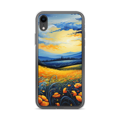 Berglandschaft mit schönen gelben Blumen - Landschaftsmalerei - iPhone Schutzhülle (durchsichtig) berge xxx iPhone XR