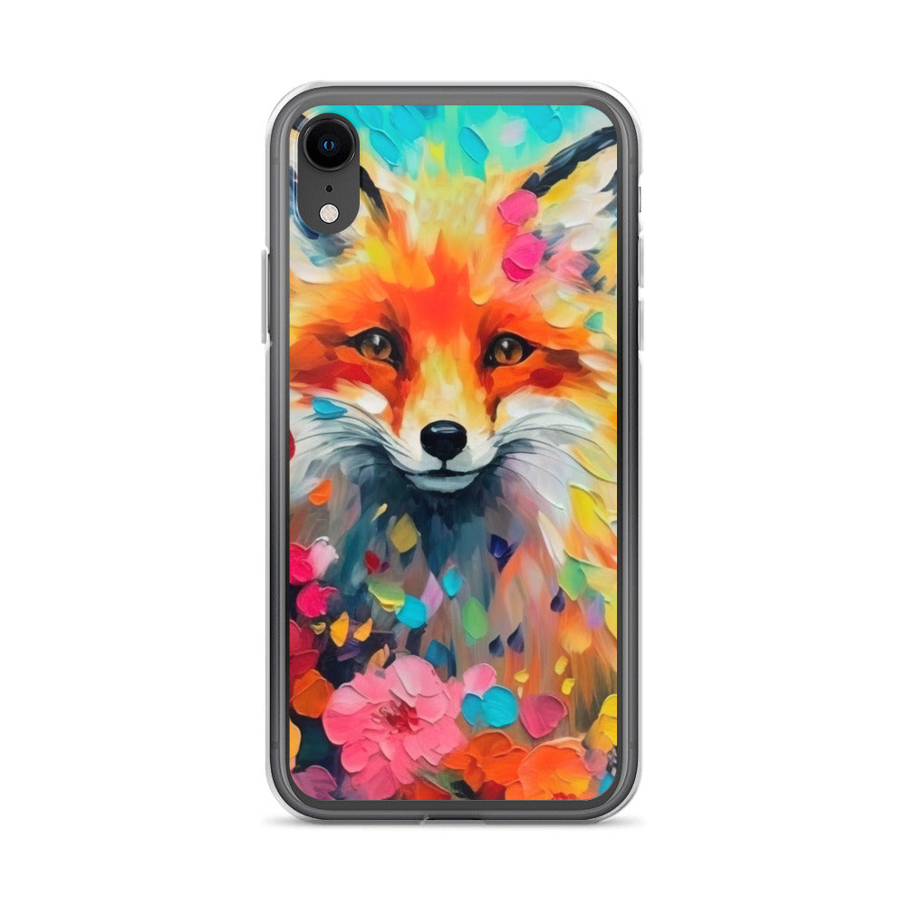 Schöner Fuchs im Blumenfeld - Farbige Malerei - iPhone Schutzhülle (durchsichtig) camping xxx iPhone XR
