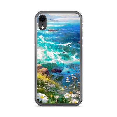Berge, Blumen, Fluss und Steine - Malerei - iPhone Schutzhülle (durchsichtig) camping xxx iPhone XR