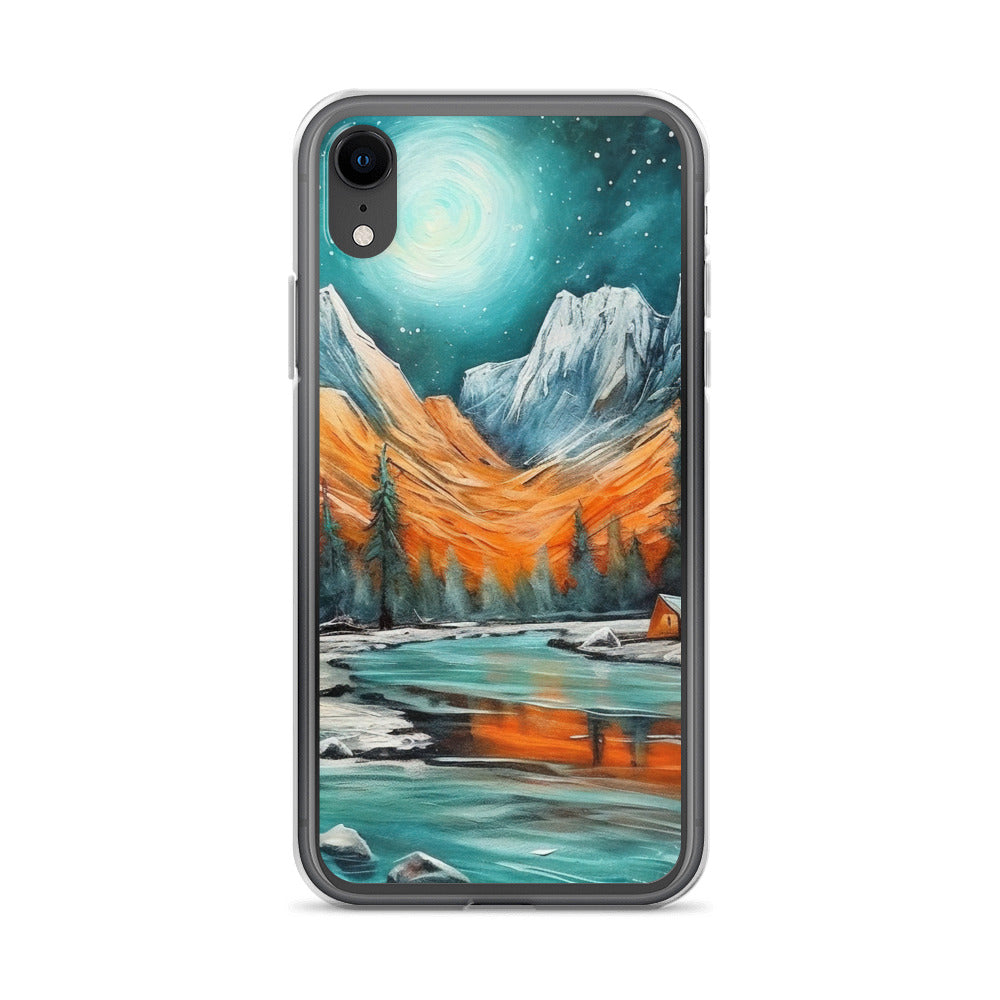 Berglandschaft und Zelte - Nachtstimmung - Landschaftsmalerei - iPhone Schutzhülle (durchsichtig) camping xxx iPhone XR