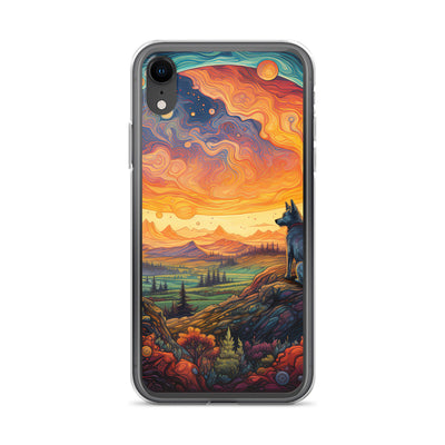 Hund auf Felsen - Epische bunte Landschaft - Malerei - iPhone Schutzhülle (durchsichtig) camping xxx iPhone XR