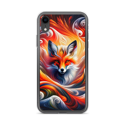 Abstraktes Kunstwerk, das den Geist der Alpen verkörpert. Leuchtender Fuchs in den Farben Orange, Rot, Weiß - iPhone Schutzhülle (durchsichtig) camping xxx yyy zzz iPhone XR
