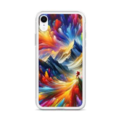 Alpen im Farbsturm mit erleuchtetem Wanderer - Abstrakt - iPhone Schutzhülle (durchsichtig) wandern xxx yyy zzz