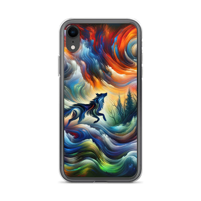 Alpen Abstraktgemälde mit Wolf Silhouette in lebhaften Farben (AN) - iPhone Schutzhülle (durchsichtig) xxx yyy zzz iPhone XR