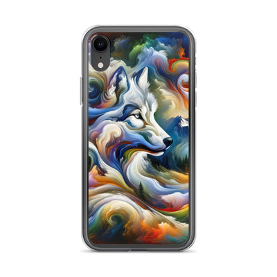 Abstraktes Alpen Gemälde: Wirbelnde Farben und Majestätischer Wolf, Silhouette (AN) - iPhone Schutzhülle (durchsichtig) xxx yyy zzz iPhone XR