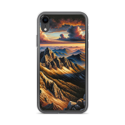 Alpen in Abenddämmerung: Acrylgemälde mit beleuchteten Berggipfeln - iPhone Schutzhülle (durchsichtig) berge xxx yyy zzz iPhone XR