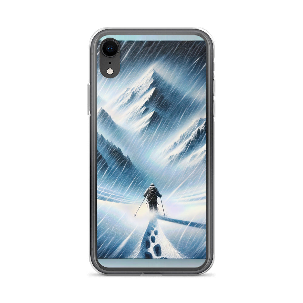 Wanderer und Bergsteiger im Schneesturm: Acrylgemälde der Alpen - iPhone Schutzhülle (durchsichtig) wandern xxx yyy zzz iPhone XR