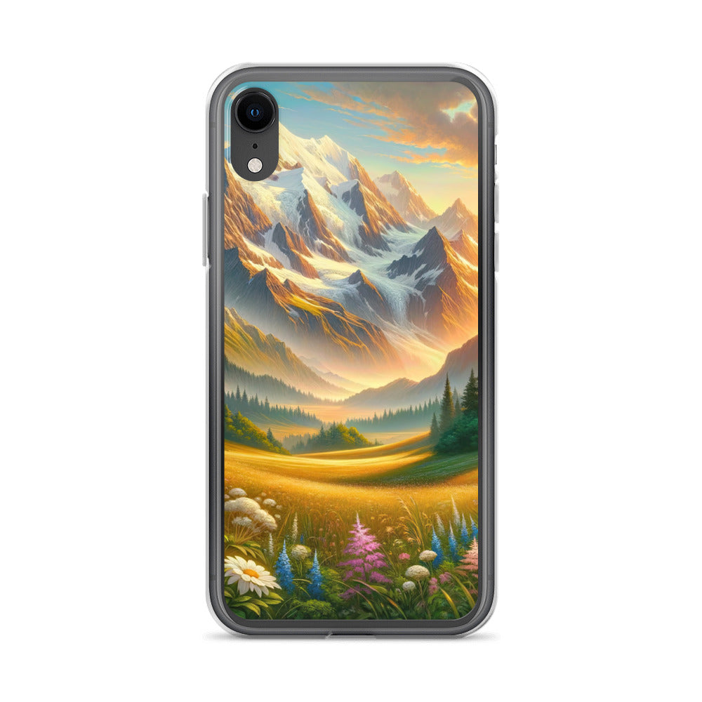 Heitere Alpenschönheit: Schneeberge und Wildblumenwiesen - iPhone Schutzhülle (durchsichtig) berge xxx yyy zzz iPhone XR