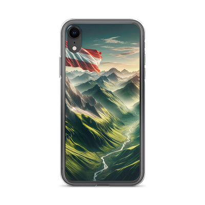 Alpen Gebirge: Fotorealistische Bergfläche mit Österreichischer Flagge - iPhone Schutzhülle (durchsichtig) berge xxx yyy zzz iPhone XR
