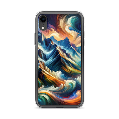 Abstrakte Kunst der Alpen mit lebendigen Farben und wirbelnden Mustern, majestätischen Gipfel und Täler - iPhone Schutzhülle (durchsichtig) berge xxx yyy zzz iPhone XR