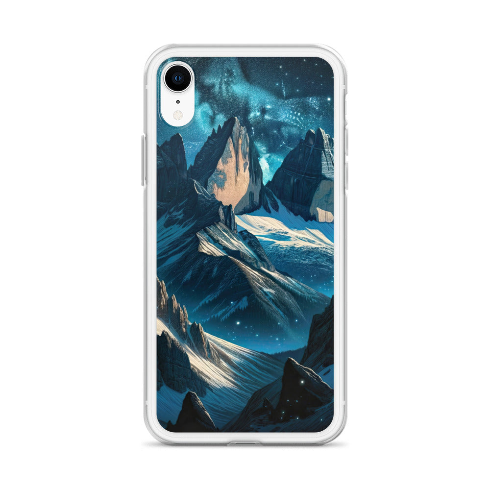 Fuchs in Alpennacht: Digitale Kunst der eisigen Berge im Mondlicht - iPhone Schutzhülle (durchsichtig) camping xxx yyy zzz