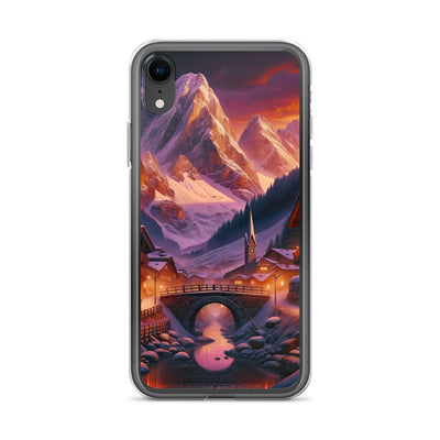 Magische Alpenstunde: Digitale Kunst mit warmem Himmelsschein über schneebedeckte Berge - iPhone Schutzhülle (durchsichtig) berge xxx yyy zzz iPhone XR