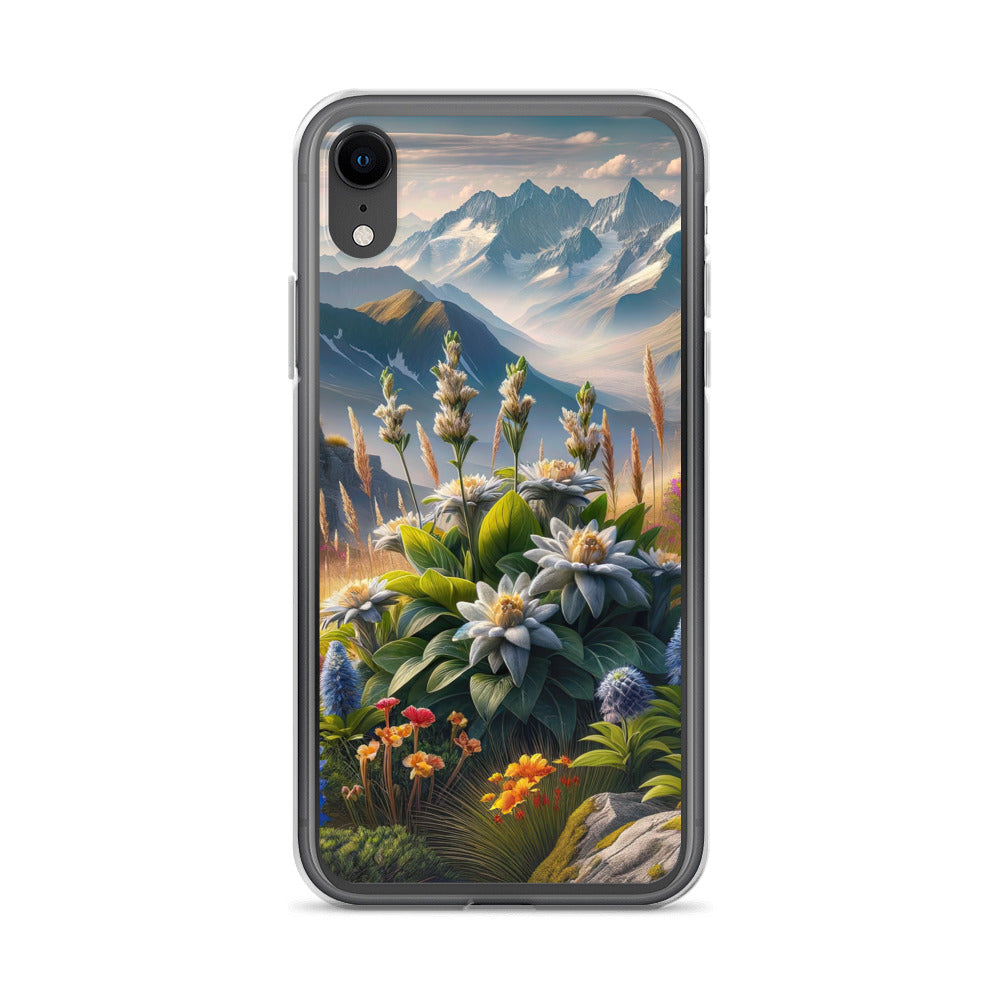 Alpine Flora: Digitales Kunstwerk mit lebendigen Blumen - iPhone Schutzhülle (durchsichtig) berge xxx yyy zzz iPhone XR