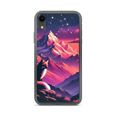 Fuchs im dramatischen Sonnenuntergang: Digitale Bergillustration in Abendfarben - iPhone Schutzhülle (durchsichtig) camping xxx yyy zzz iPhone XR