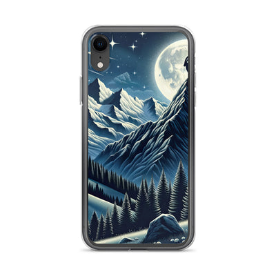 Steinbock in Alpennacht, silberne Berge und Sternenhimmel - iPhone Schutzhülle (durchsichtig) berge xxx yyy zzz iPhone XR