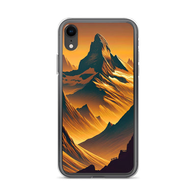Fuchs in Alpen-Sonnenuntergang, goldene Berge und tiefe Täler - iPhone Schutzhülle (durchsichtig) camping xxx yyy zzz iPhone XR