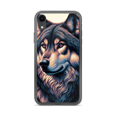 Majestätischer, glänzender Wolf in leuchtender Illustration (AN) - iPhone Schutzhülle (durchsichtig) xxx yyy zzz iPhone XR