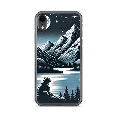 Bär in Alpen-Mondnacht, silberne Berge, schimmernde Seen - iPhone Schutzhülle (durchsichtig) camping xxx yyy zzz iPhone XR
