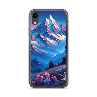 Steinbock bei Dämmerung in den Alpen, sonnengeküsste Schneegipfel - iPhone Schutzhülle (durchsichtig) berge xxx yyy zzz iPhone XR