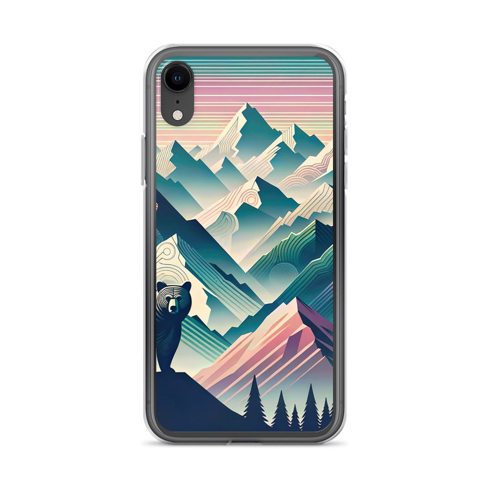 Bär im Panoramablick der Alpen, moderne Kunst-Gebirgsschichten - iPhone Schutzhülle (durchsichtig) camping xxx yyy zzz iPhone XR