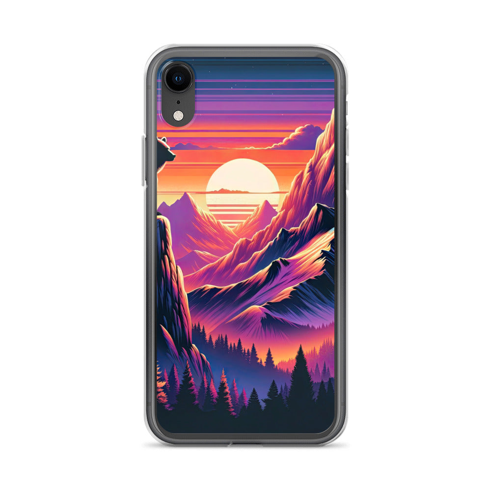 Alpen-Sonnenuntergang mit Bär auf Hügel, warmes Himmelsfarbenspiel - iPhone Schutzhülle (durchsichtig) camping xxx yyy zzz iPhone XR
