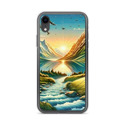 Zelt im Alpenmorgen mit goldenem Licht, Schneebergen und unberührten Seen - iPhone Schutzhülle (durchsichtig) berge xxx yyy zzz iPhone XR