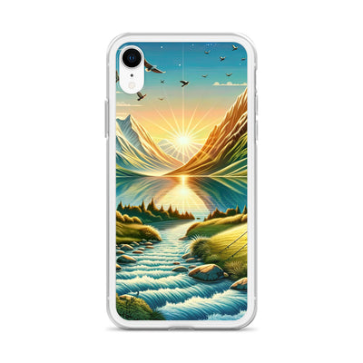 Zelt im Alpenmorgen mit goldenem Licht, Schneebergen und unberührten Seen - iPhone Schutzhülle (durchsichtig) berge xxx yyy zzz