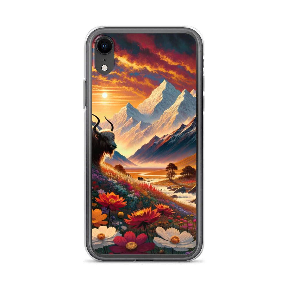 Magischer Alpenabend mit Hochlandkuh und goldener Sonnenkulisse - iPhone Schutzhülle (durchsichtig) berge xxx yyy zzz iPhone XR