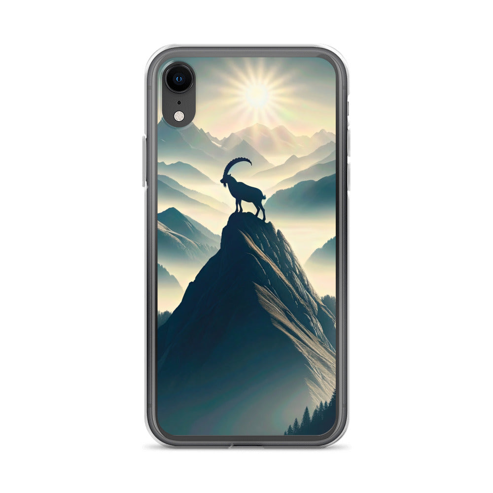 Morgendlicher Steinbock auf Alpengipfel, steile Berghänge - iPhone Schutzhülle (durchsichtig) berge xxx yyy zzz iPhone XR