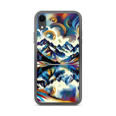 Alpensee im Zentrum eines abstrakt-expressionistischen Alpen-Kunstwerks - iPhone Schutzhülle (durchsichtig) berge xxx yyy zzz iPhone XR