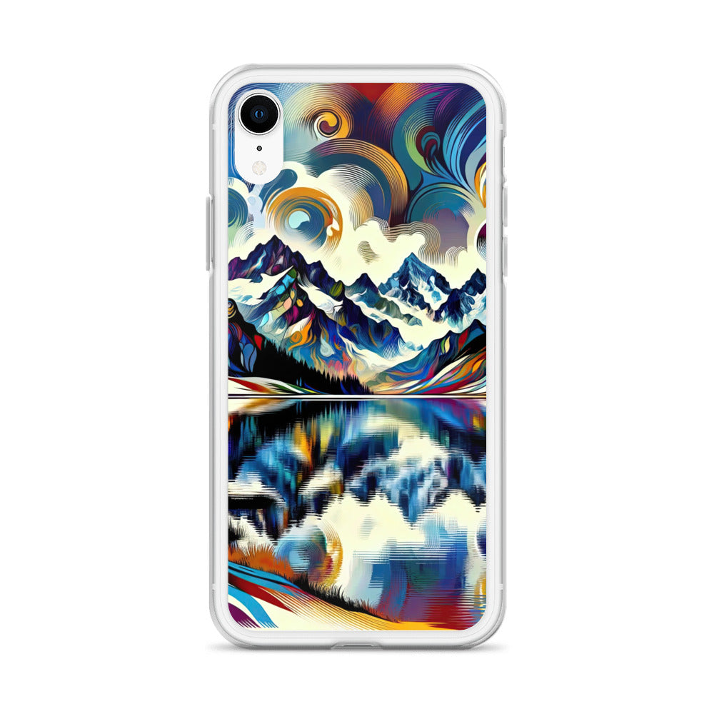 Alpensee im Zentrum eines abstrakt-expressionistischen Alpen-Kunstwerks - iPhone Schutzhülle (durchsichtig) berge xxx yyy zzz