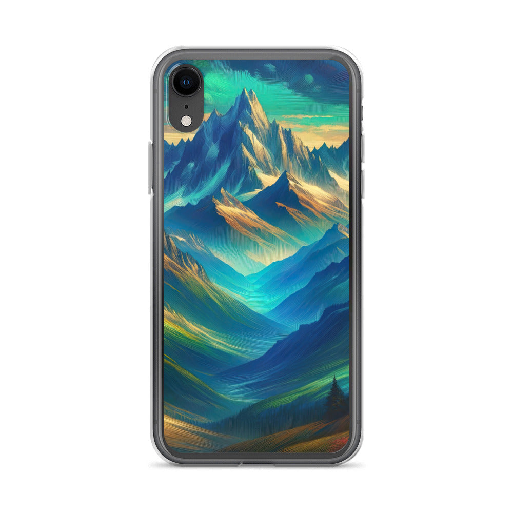 Atemberaubende alpine Komposition mit majestätischen Gipfeln und Tälern - iPhone Schutzhülle (durchsichtig) berge xxx yyy zzz iPhone XR