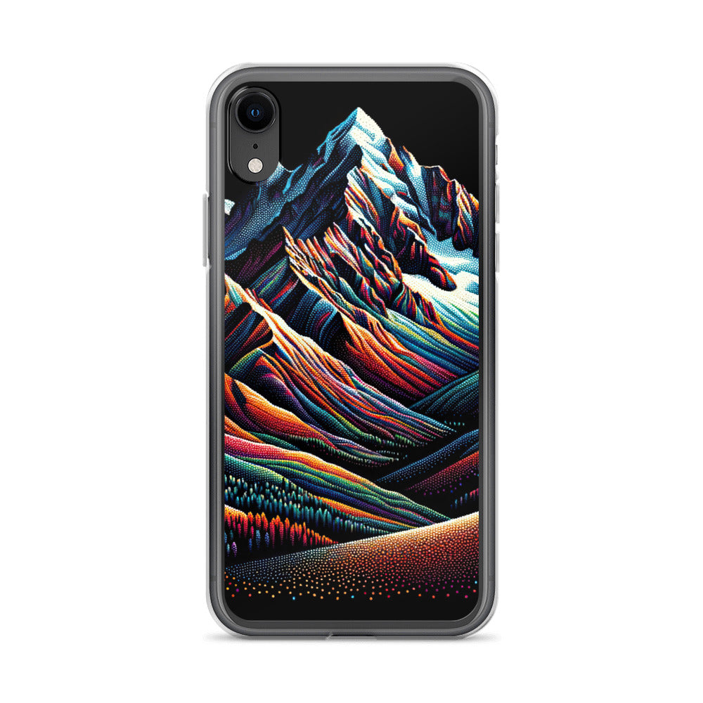 Pointillistische Darstellung der Alpen, Farbpunkte formen die Landschaft - iPhone Schutzhülle (durchsichtig) berge xxx yyy zzz iPhone XR
