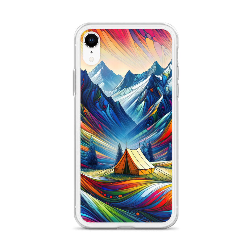 Surreale Alpen in abstrakten Farben, dynamische Formen der Landschaft - iPhone Schutzhülle (durchsichtig) camping xxx yyy zzz