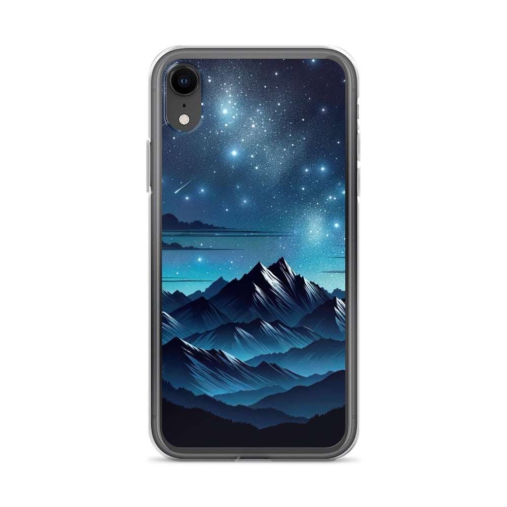 Alpen unter Sternenhimmel mit glitzernden Sternen und Meteoren - iPhone Schutzhülle (durchsichtig) berge xxx yyy zzz iPhone XR