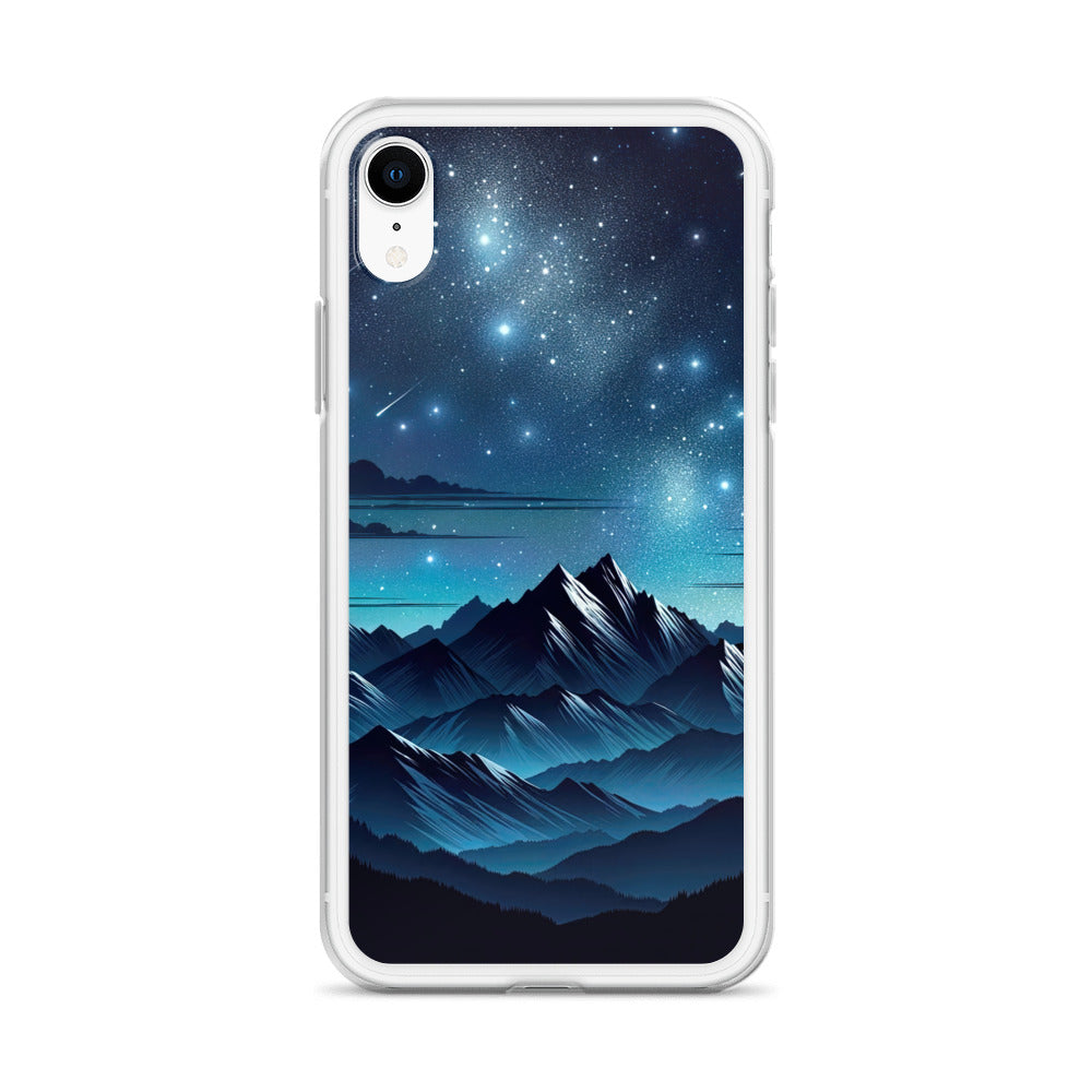 Alpen unter Sternenhimmel mit glitzernden Sternen und Meteoren - iPhone Schutzhülle (durchsichtig) berge xxx yyy zzz