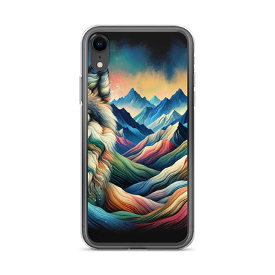 Traumhaftes Alpenpanorama mit Wolf in wechselnden Farben und Mustern (AN) - iPhone Schutzhülle (durchsichtig) xxx yyy zzz iPhone XR