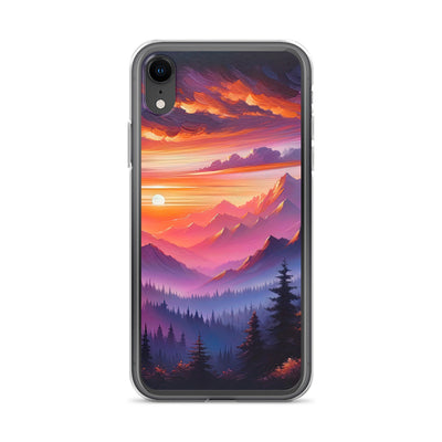 Ölgemälde der Alpenlandschaft im ätherischen Sonnenuntergang, himmlische Farbtöne - iPhone Schutzhülle (durchsichtig) berge xxx yyy zzz iPhone XR