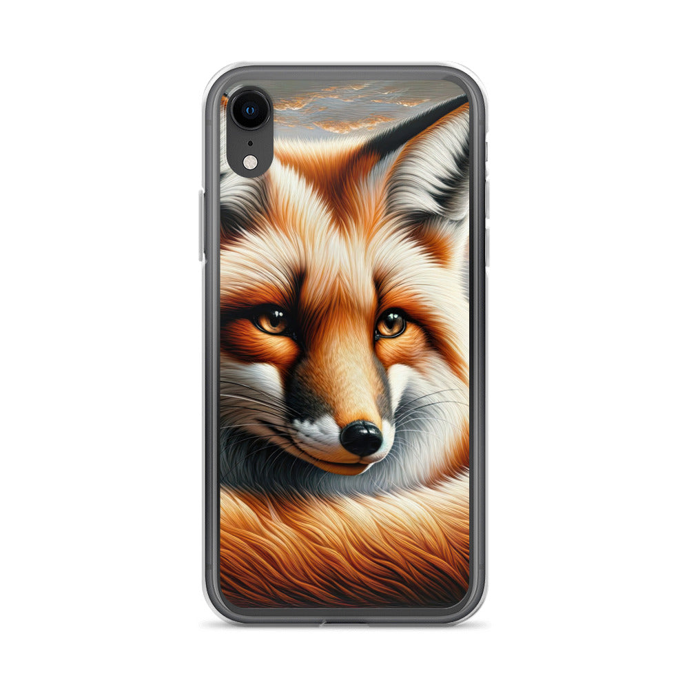 Ölgemälde eines nachdenklichen Fuchses mit weisem Blick - iPhone Schutzhülle (durchsichtig) camping xxx yyy zzz iPhone XR
