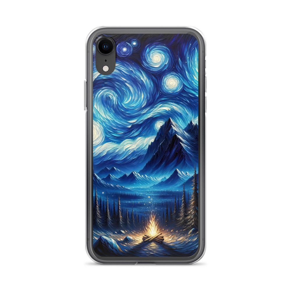 Sternennacht-Stil Ölgemälde der Alpen, himmlische Wirbelmuster - iPhone Schutzhülle (durchsichtig) berge xxx yyy zzz iPhone XR
