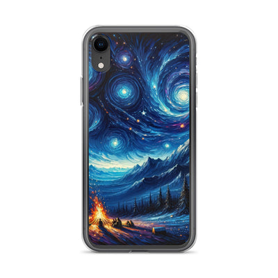 Sternennacht über den Alpen inspiriertes Ölgemälde, mystischer Nachthimmel in Blau - iPhone Schutzhülle (durchsichtig) camping xxx yyy zzz iPhone XR