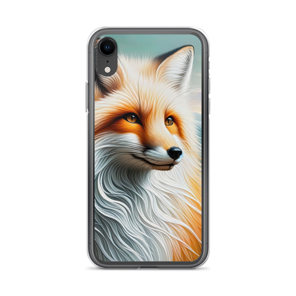 Ölgemälde eines anmutigen, intelligent blickenden Fuchses in Orange-Weiß - iPhone Schutzhülle (durchsichtig) camping xxx yyy zzz iPhone XR