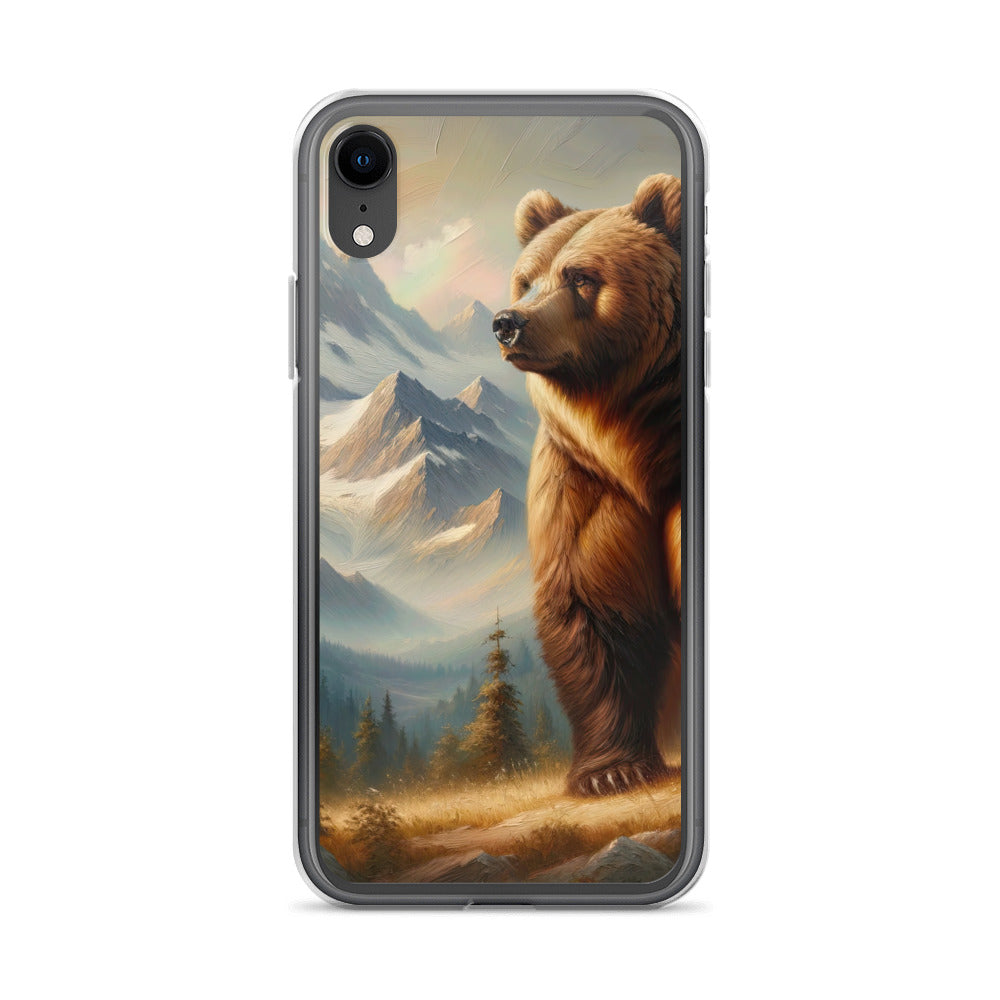 Ölgemälde eines königlichen Bären vor der majestätischen Alpenkulisse - iPhone Schutzhülle (durchsichtig) camping xxx yyy zzz iPhone XR