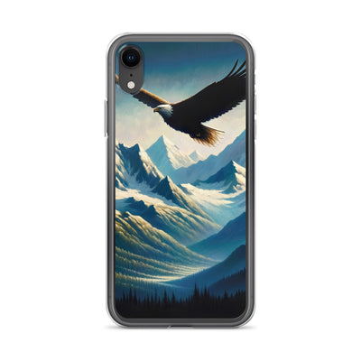 Ölgemälde eines Adlers vor schneebedeckten Bergsilhouetten - iPhone Schutzhülle (durchsichtig) berge xxx yyy zzz iPhone XR