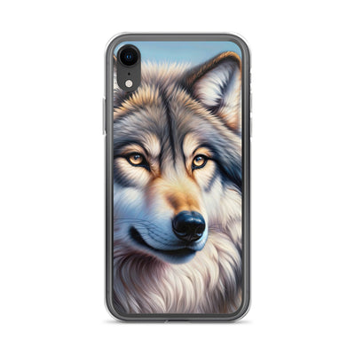 Ölgemäldeporträt eines majestätischen Wolfes mit intensiven Augen in der Berglandschaft (AN) - iPhone Schutzhülle (durchsichtig) xxx yyy zzz iPhone XR