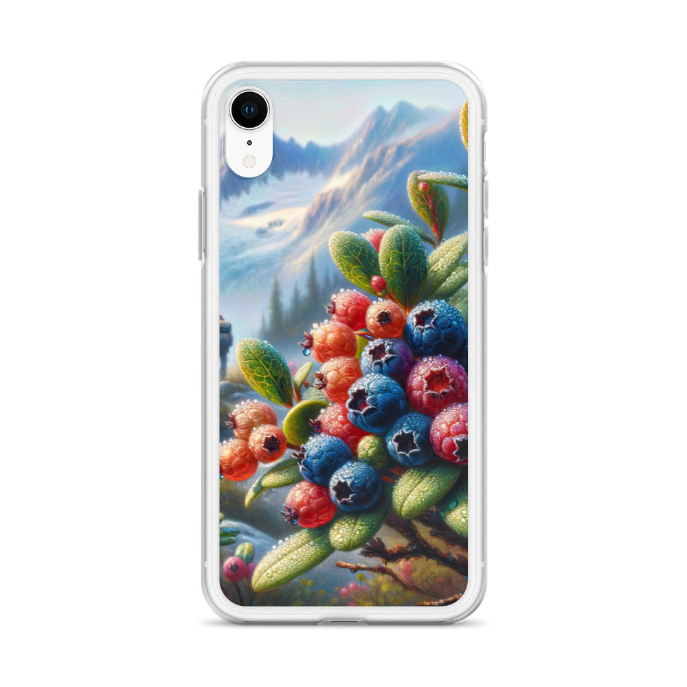 Ölgemälde einer Nahaufnahme von Alpenbeeren in satten Farben und zarten Texturen - iPhone Schutzhülle (durchsichtig) wandern xxx yyy zzz