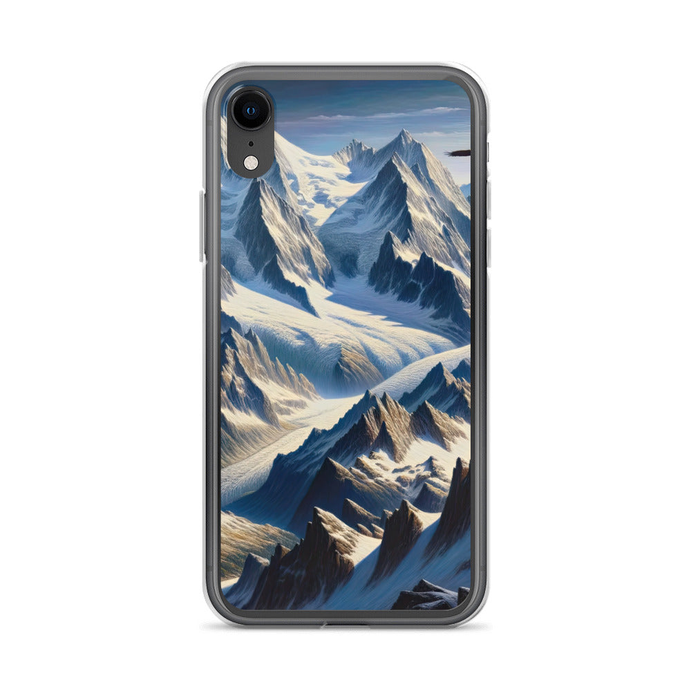 Ölgemälde der Alpen mit hervorgehobenen zerklüfteten Geländen im Licht und Schatten - iPhone Schutzhülle (durchsichtig) berge xxx yyy zzz iPhone XR