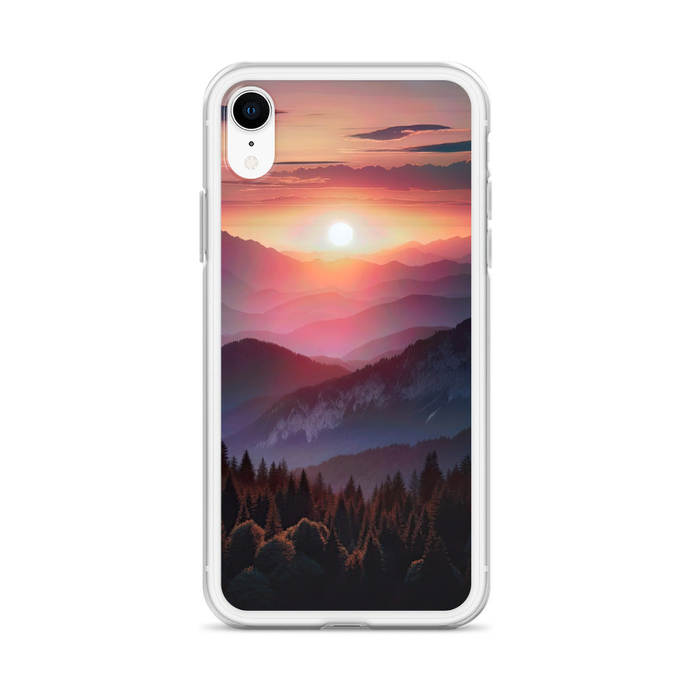 Foto der Alpenwildnis beim Sonnenuntergang, Himmel in warmen Orange-Tönen - iPhone Schutzhülle (durchsichtig) berge xxx yyy zzz