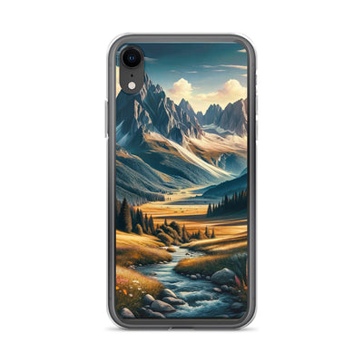 Quadratisches Kunstwerk der Alpen, majestätische Berge unter goldener Sonne - iPhone Schutzhülle (durchsichtig) berge xxx yyy zzz iPhone XR